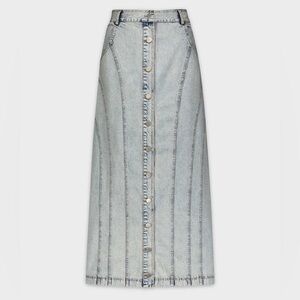 Stylish Denim Maxi Skirt with Button Front